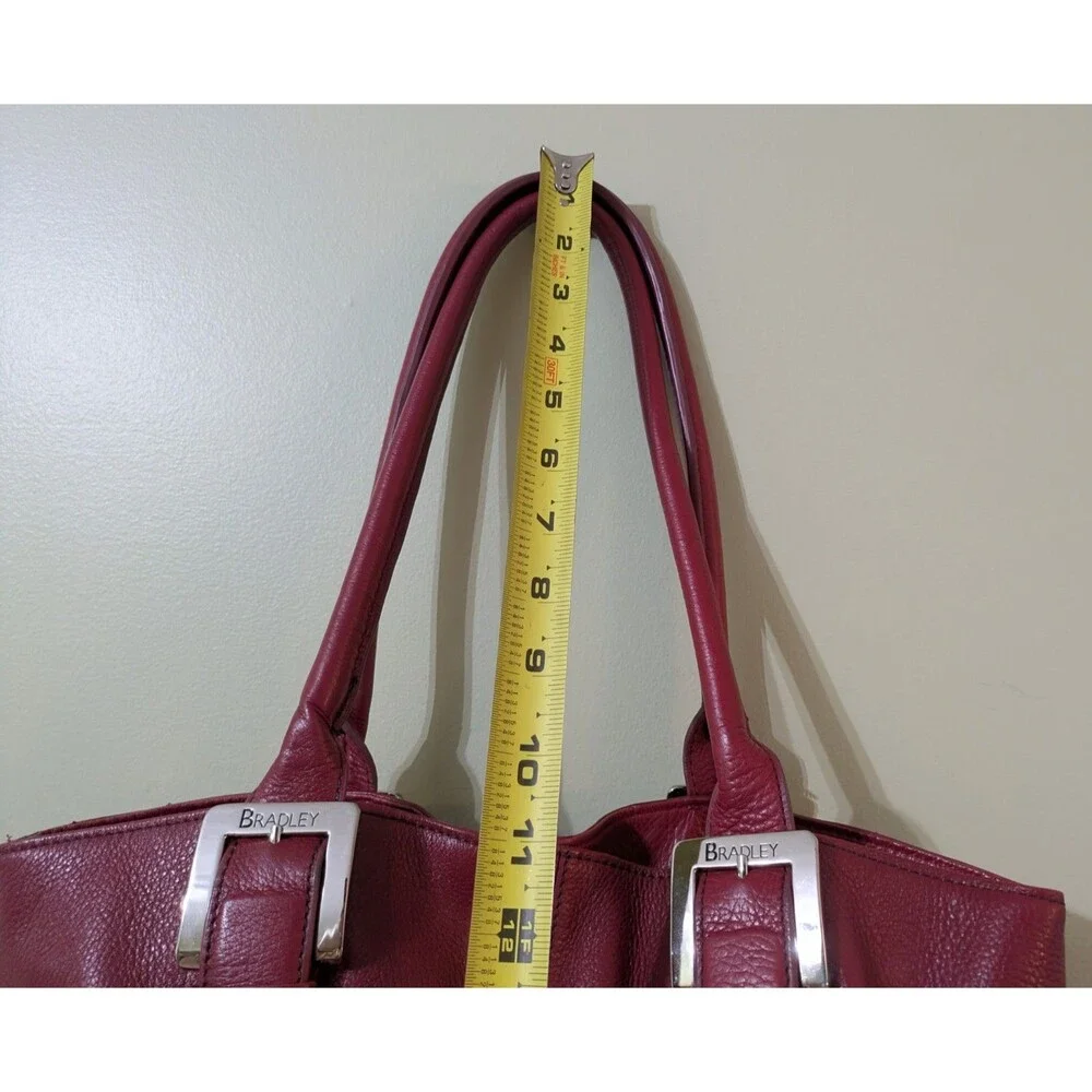Bradley Large Red Shoulder Bag With Black Inlay, Quality Heavy Leather! Not Vera - Picture 10 of 12